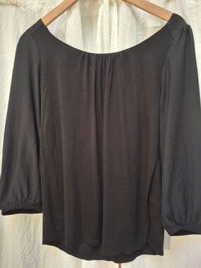 Banana Republic Black Scoop Neck Long Sleeve Blouse